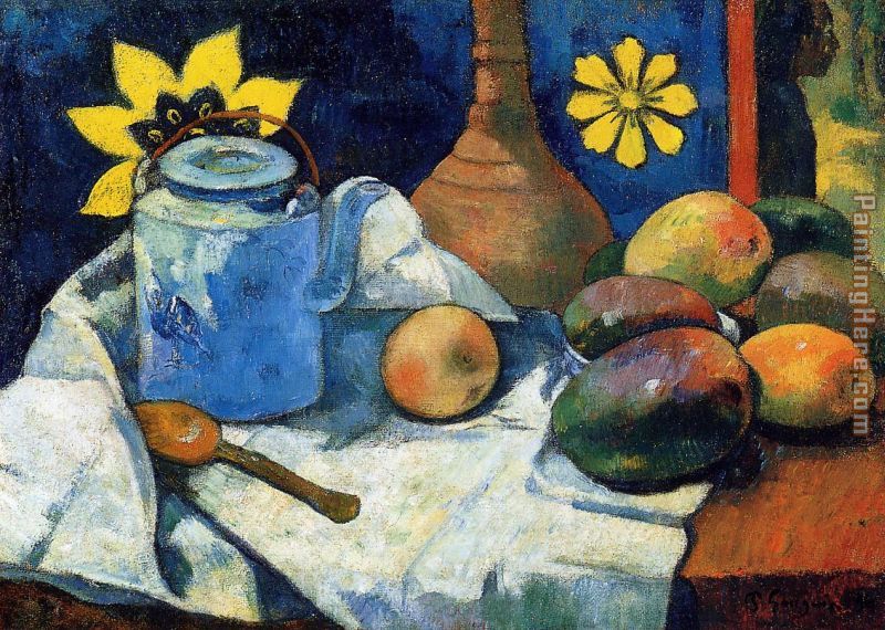 Still Life with Teapot and Fruit painting - Paul Gauguin Still Life with Teapot and Fruit art painting